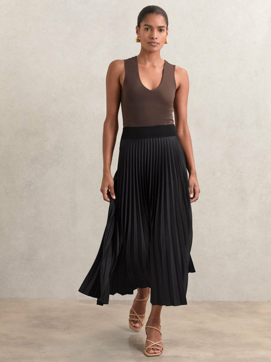 Pleated Midi Skirt Black | Women