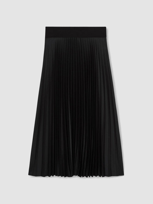 Pleated Midi Skirt Black | Women