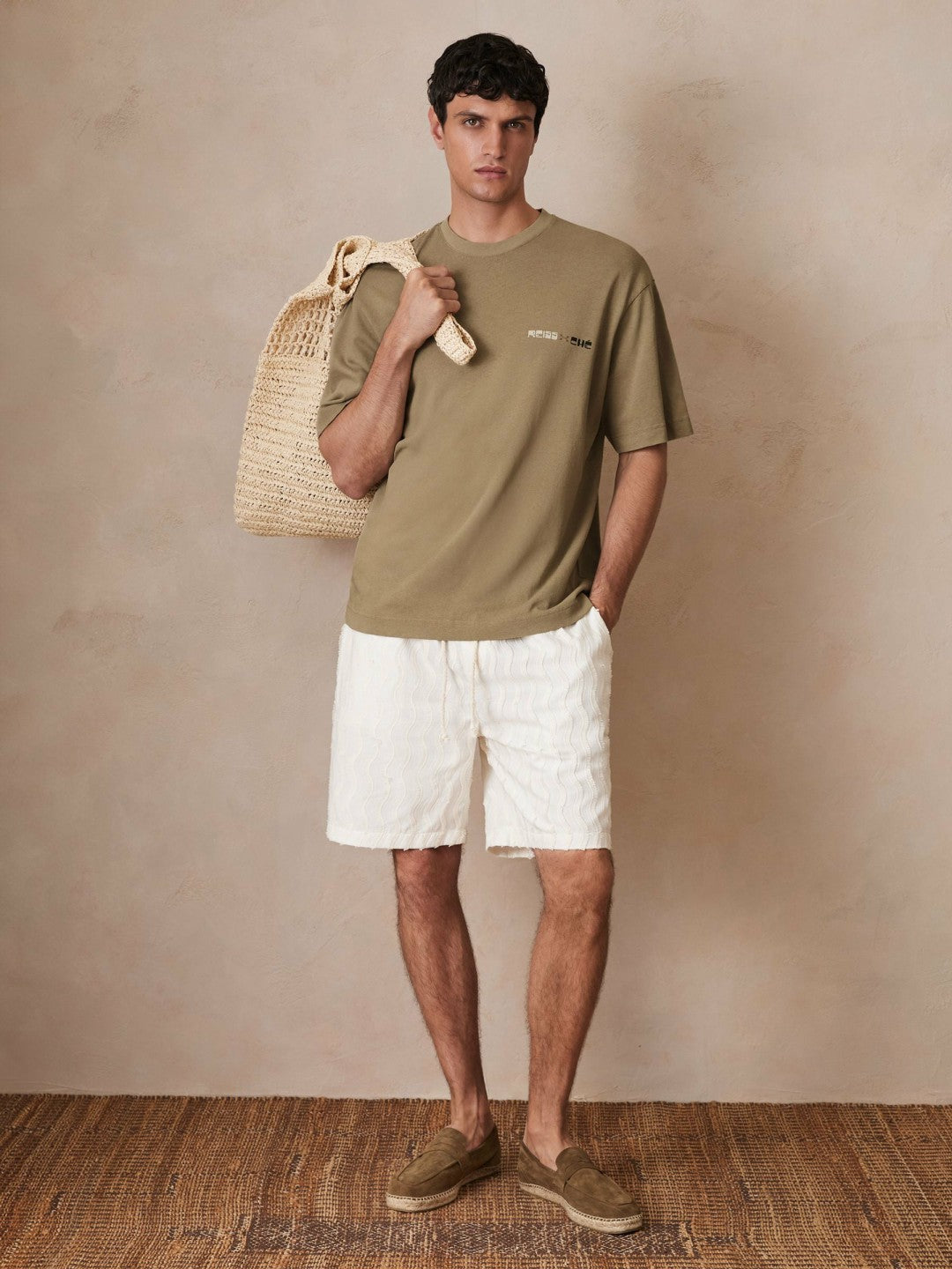 | Ché Cotton-Linen Sunset T-Shirt Sage Green | Men