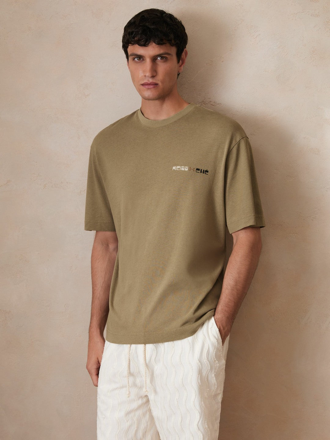 | Ché Cotton-Linen Sunset T-Shirt Sage Green | Men