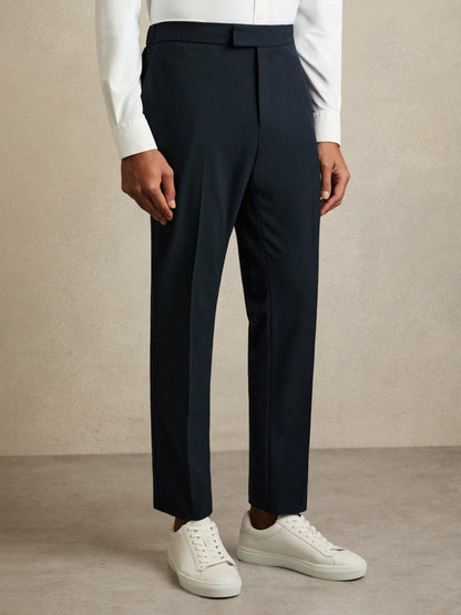 Slim-Fit Internal-Drawstring Trousers Navy | Men