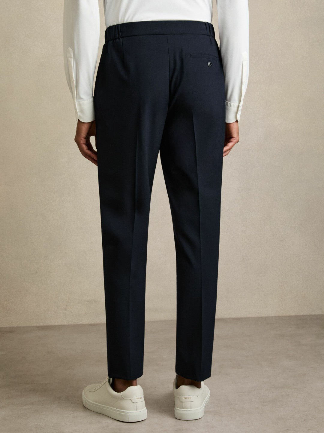 Slim-Fit Internal-Drawstring Trousers Navy | Men