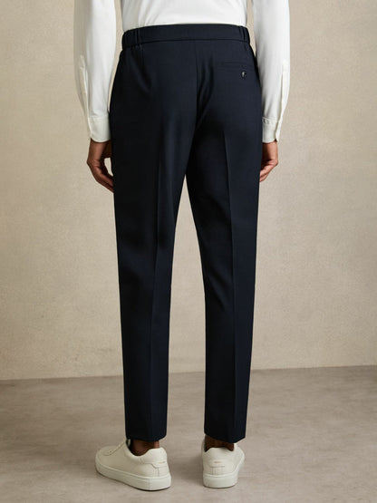 Slim-Fit Internal-Drawstring Trousers Navy | Men