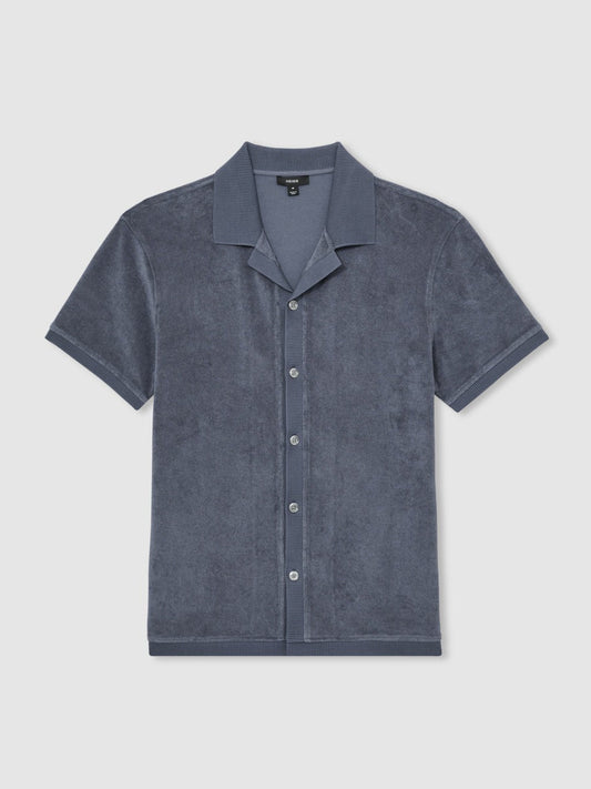 Cotton Blend Towelling Shirt Airforce Blue | Men