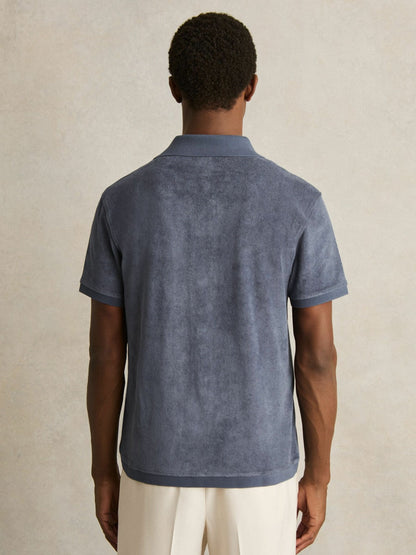 Cotton Blend Towelling Shirt Airforce Blue | Men