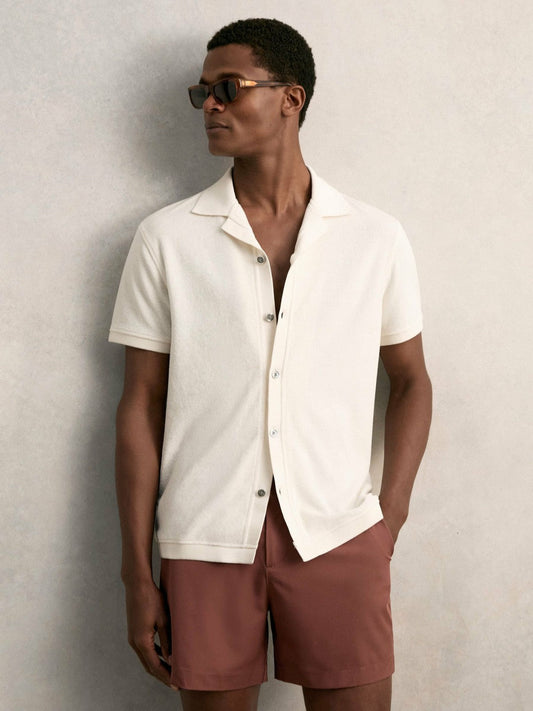 Cotton Blend Towelling Shirt White | Men