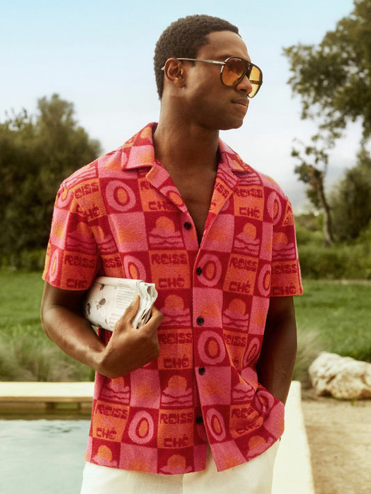 | Ché Sunset Towelling Shirt Pink | Men