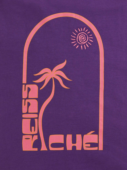 | Ché Cotton Palm-Print T-Shirt Purple | Men