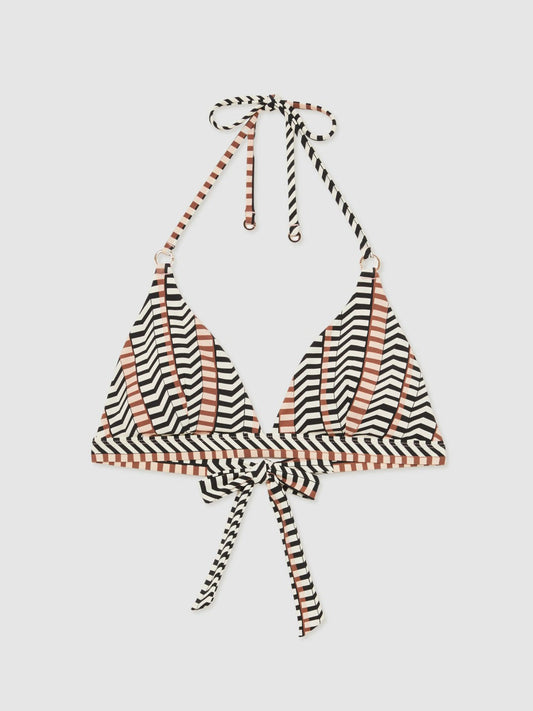 Triangle Halterneck Bikini Top Black/Brown | Women