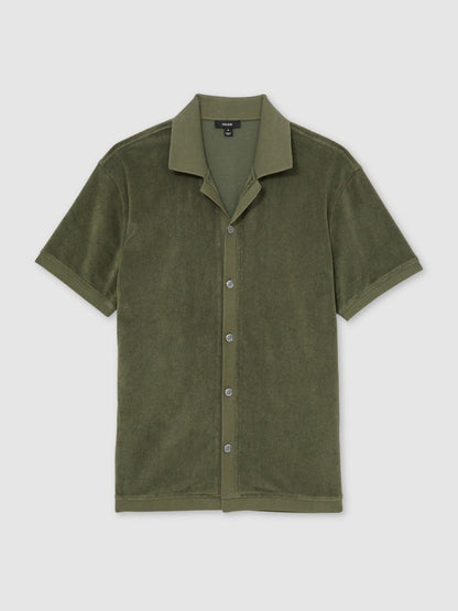 Cotton Blend Towelling Shirt Green | Men