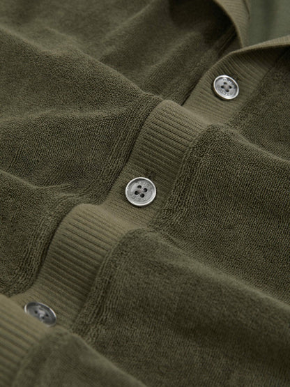 Cotton Blend Towelling Shirt Green | Men