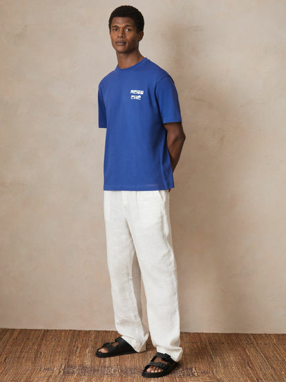 | Ché Cotton Palm-Print T-Shirt Blue | Men