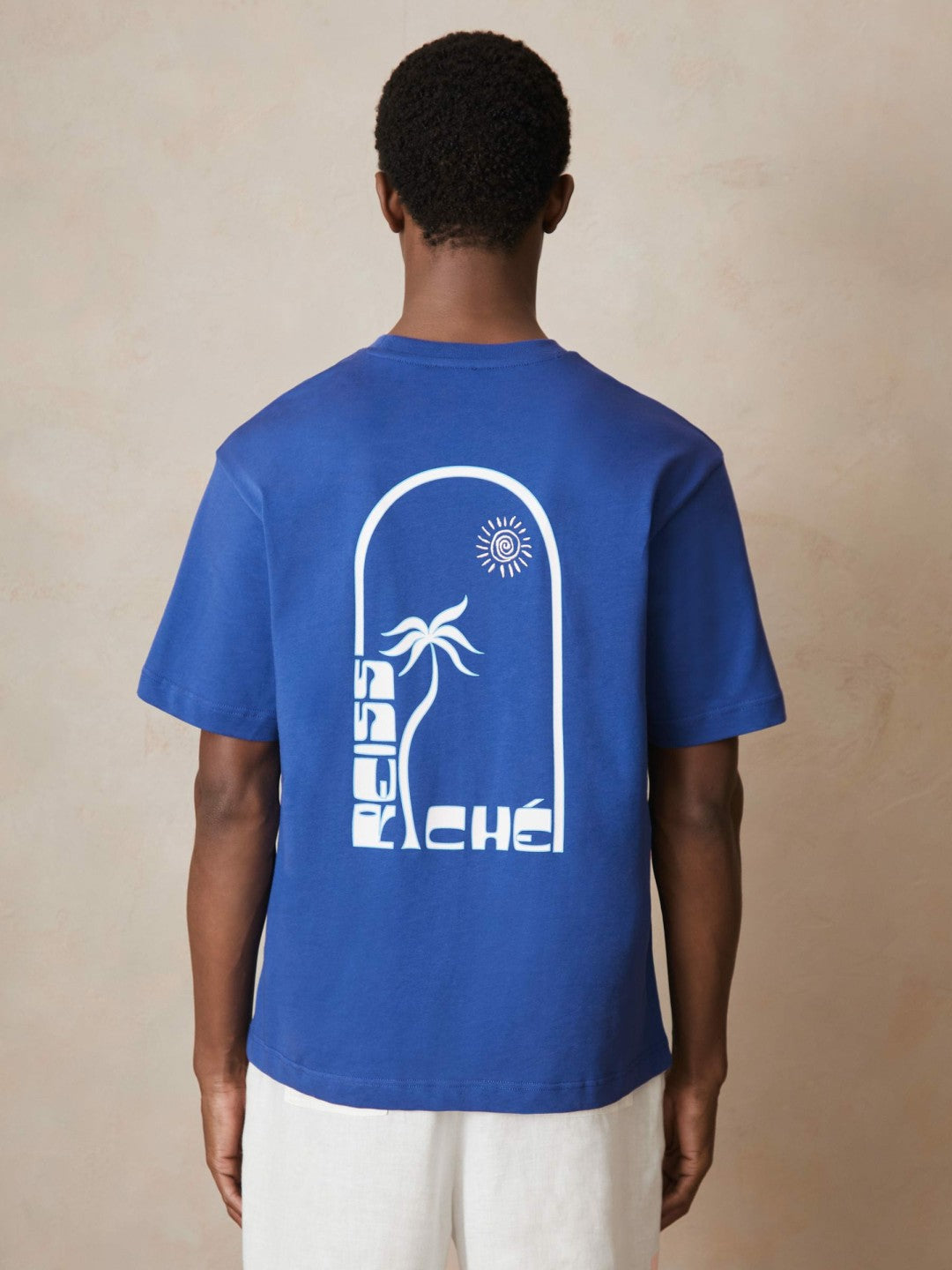 | Ché Cotton Palm-Print T-Shirt Blue | Men