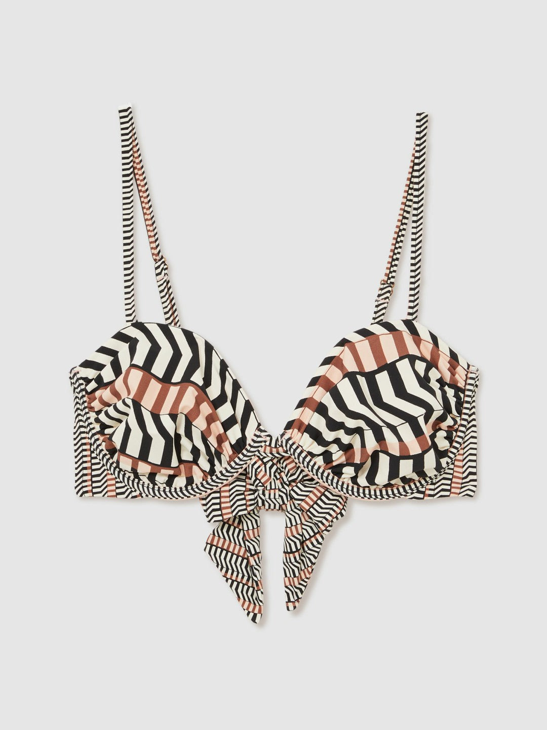 Chevron Stripe Underwired Bikini Top Black/Brown | Women