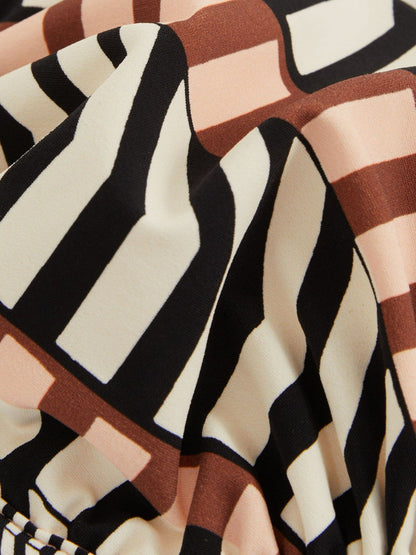 Chevron Stripe Underwired Bikini Top Black/Brown | Women