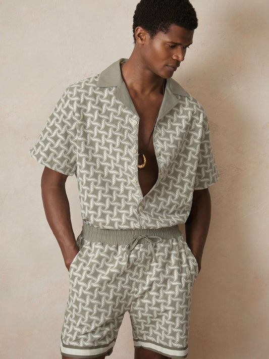 | Ché Motif-Embroidered Shirt Sage/White | Men