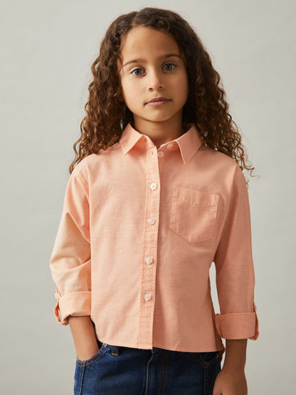 4-9 yrs Linen Roll-Cuff Shirt Peach | Children & Baby