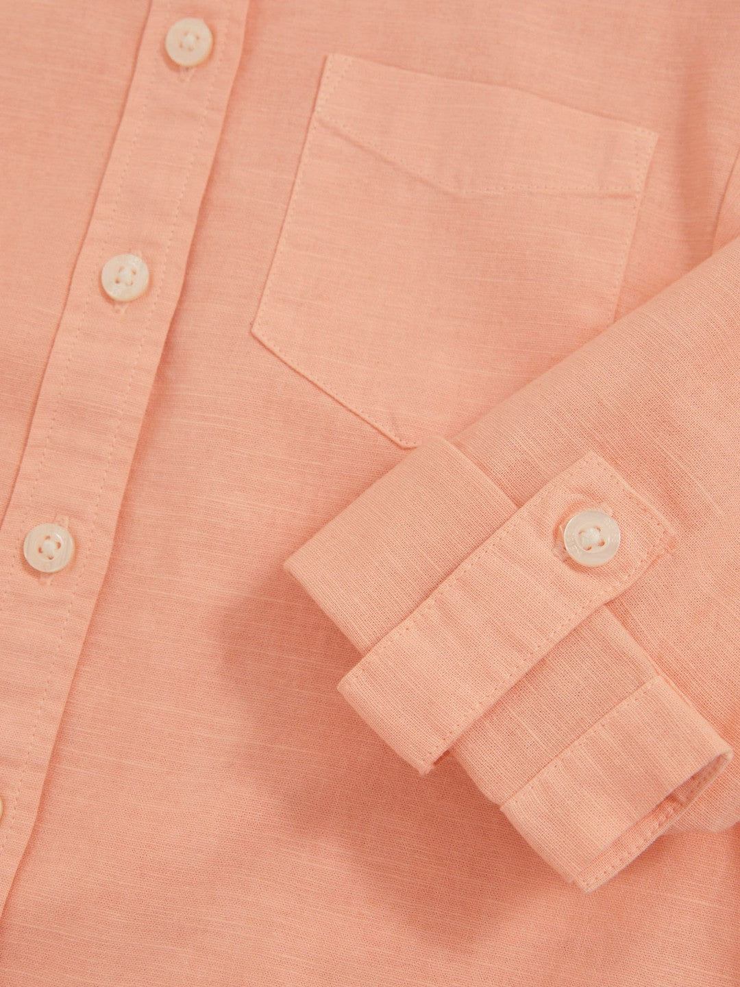 4-9 yrs Linen Roll-Cuff Shirt Peach | Children & Baby