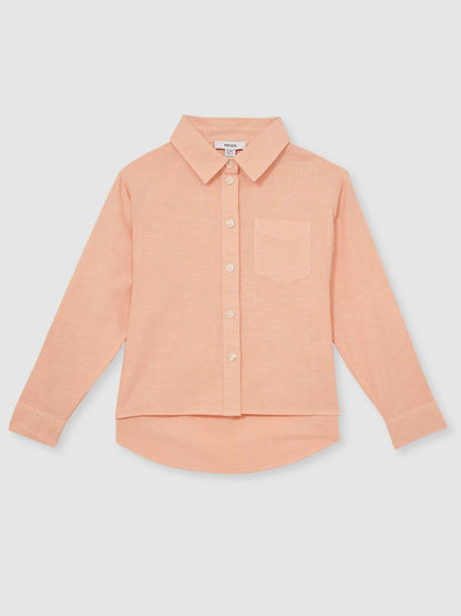 13-14 yrs Linen Roll-Cuff Shirt Peach | Children & Baby