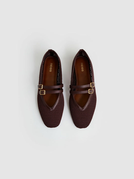 Mesh Double-Strap Ballet Flats Oxblood | Women