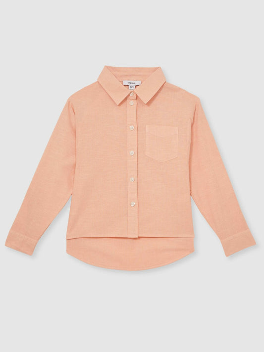 9-13 yrs Linen Roll-Cuff Shirt Peach | Children & Baby