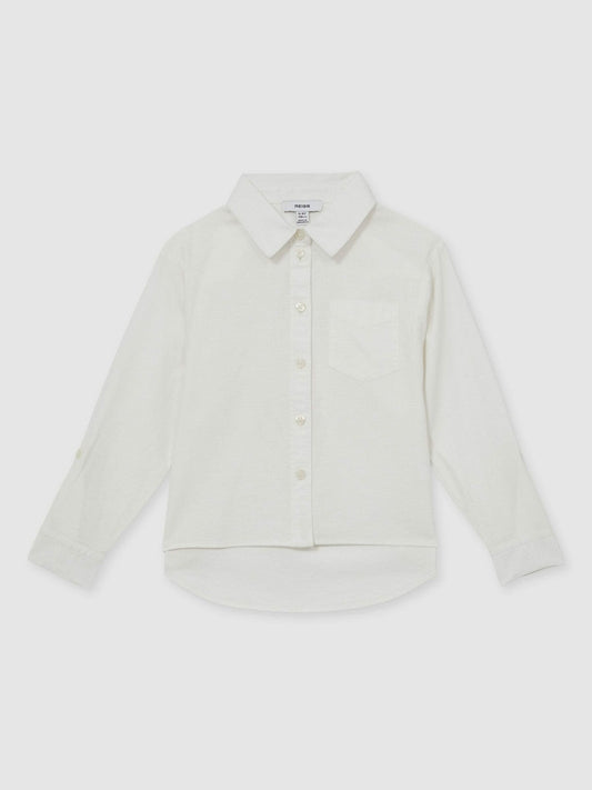 9-13 yrs Linen Roll-Cuff Shirt Ivory | Children & Baby