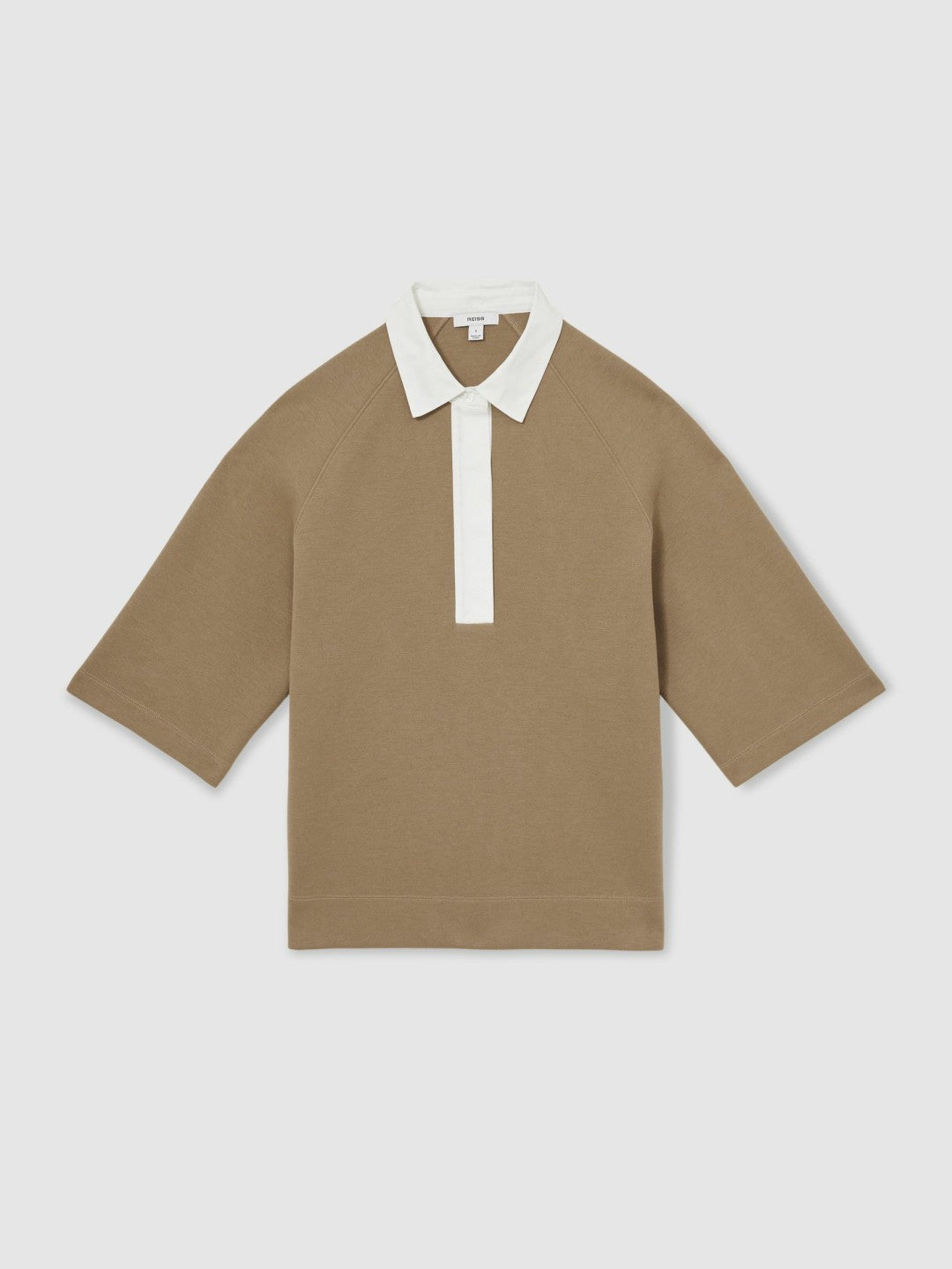 Cotton-Blend Interlock Collar Sweatshirt Camel | Women