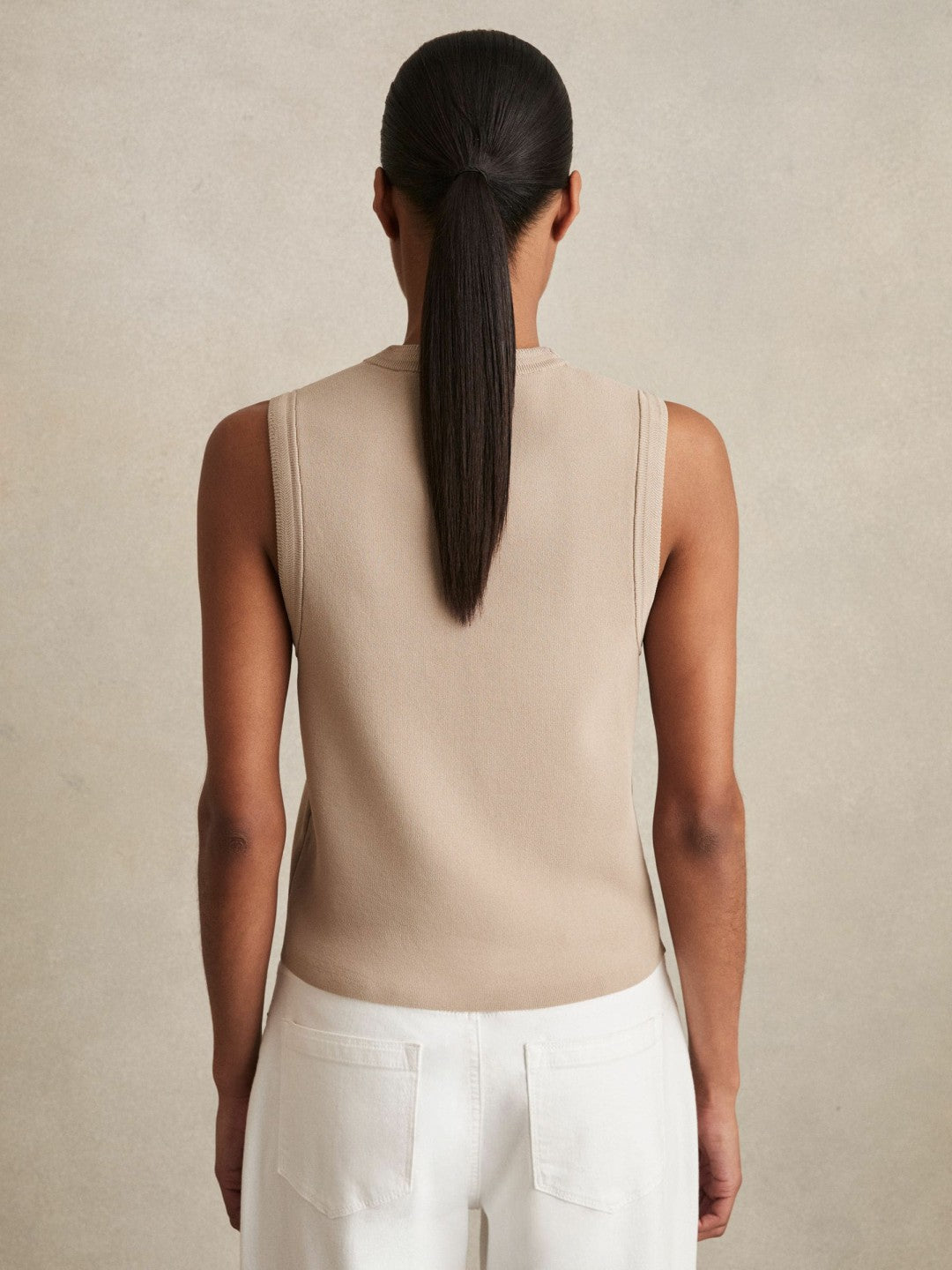 Knitted Button Through Vest Neutral | Women