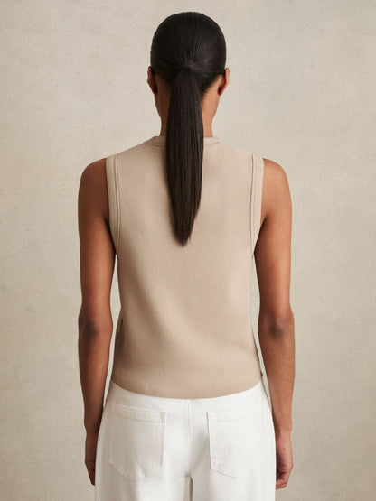 Knitted Button Through Vest Neutral | Women