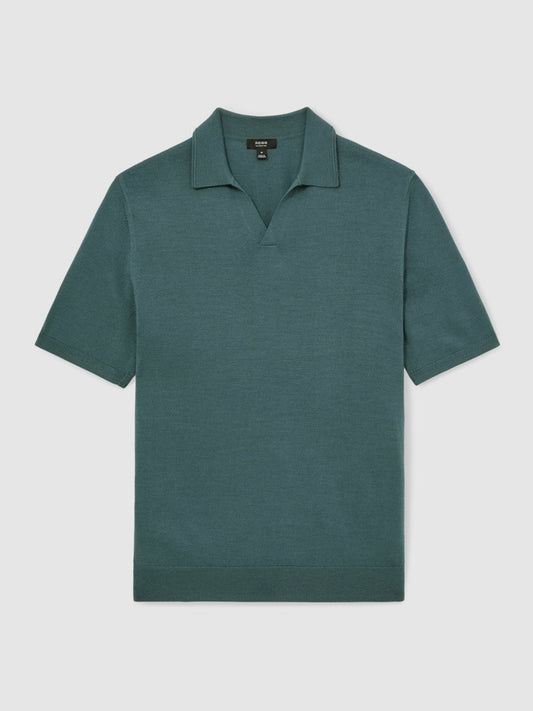 Merino Wool Open Collar Polo Shirt Orion Blue | Men