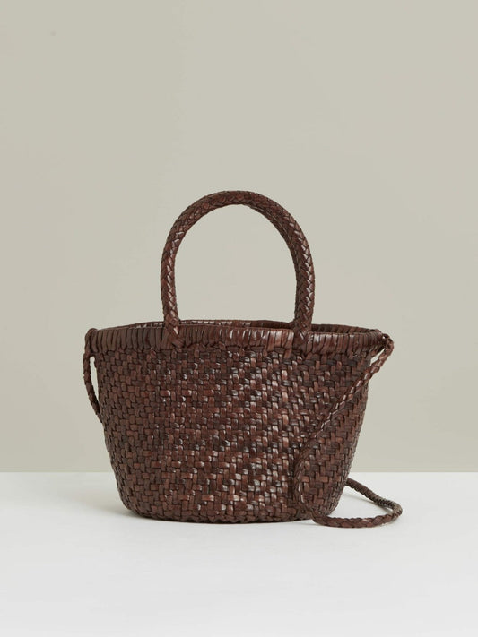 Leather Woven Mini Tote Bag Chocolate | Women