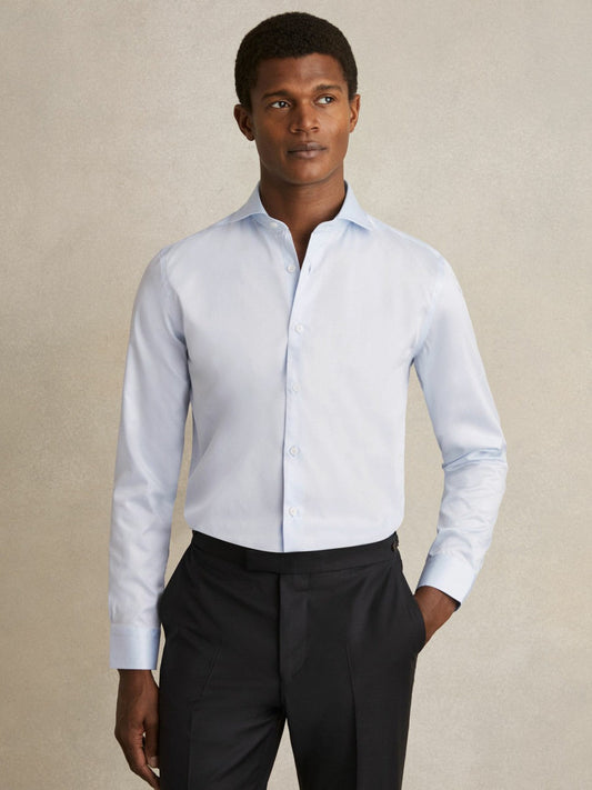 Slim Fit Slim-Fit Cotton Double-Cuff Shirt Soft Blue | Men