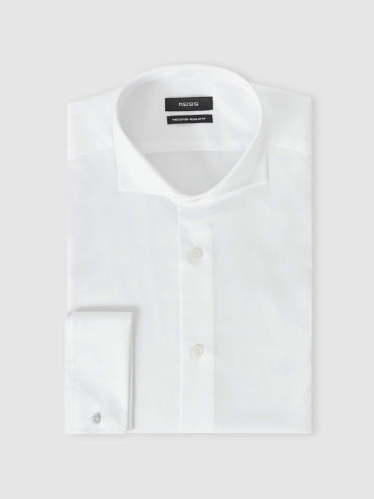 Double-Cuff Two-Fold Cotton Shirt White | Men
