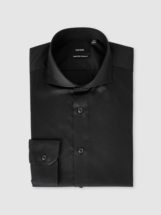 Slim Fit Slim-Fit Cotton Double-Cuff Shirt Black | Men