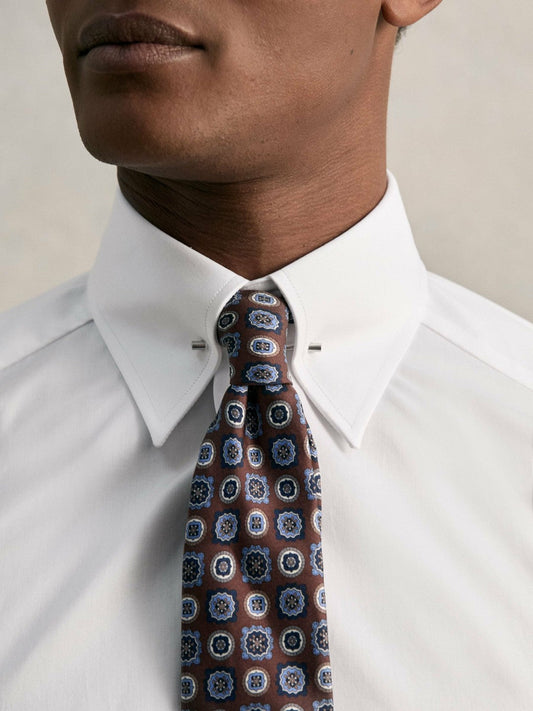 Slim Fit Cotton Pin Collar Shirt White | Men
