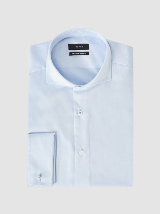 Regular Fit Slim-Fit Cotton Double-Cuff Shirt Soft Blue | Men