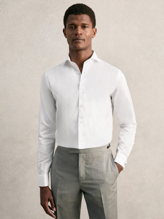 Slim Fit Slim-Fit Cotton Double-Cuff Shirt White | Men