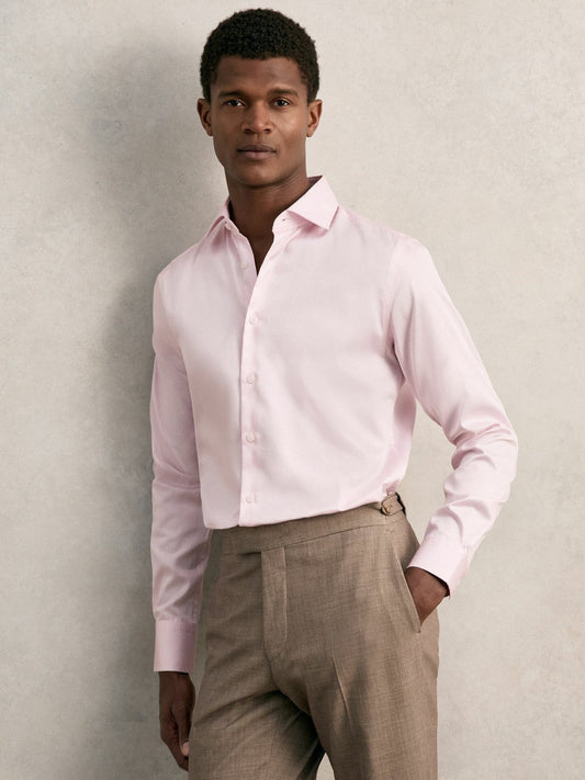 Regular Fit Cotton Sateen Shirt Pink | Men