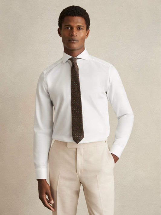 Slim Fit Cotton-Twill Two-Fold Shirt Slim-Fit White | Men