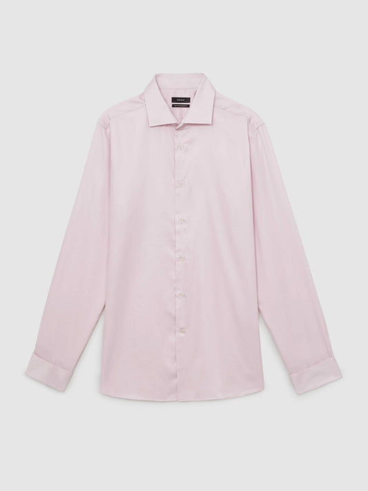 Regular Fit Slim-Fit Cotton-Sateen Shirt Pink | Men