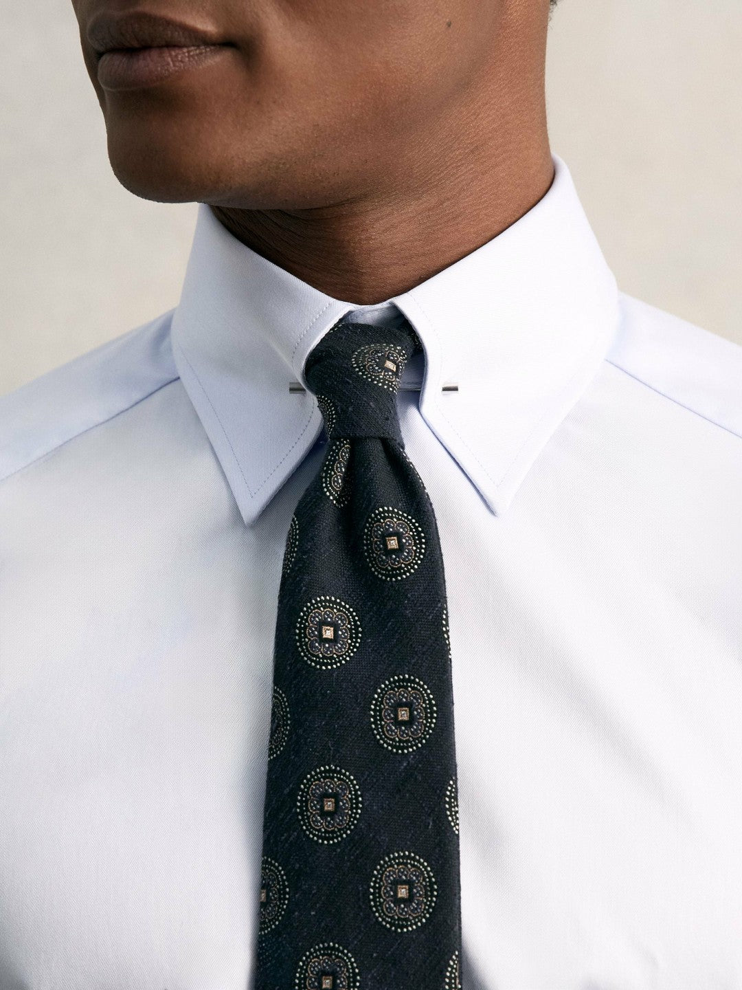 Slim Fit Cotton Pin Collar Shirt Soft Blue | Men