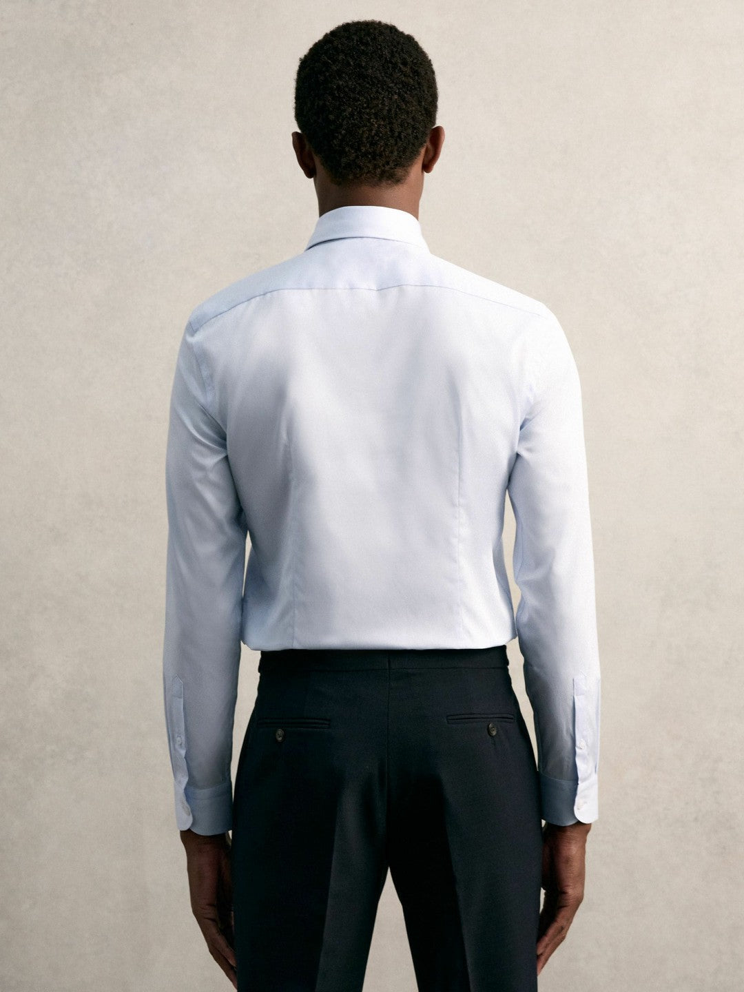 Slim Fit Cotton Pin Collar Shirt Soft Blue | Men