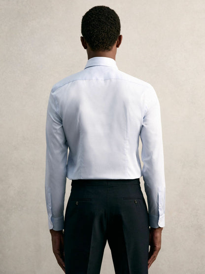 Slim Fit Cotton Pin Collar Shirt Soft Blue | Men