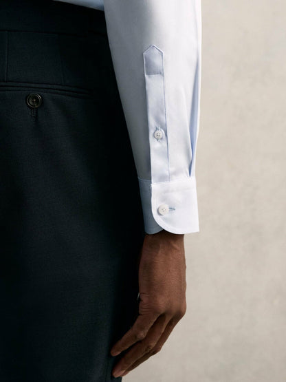 Slim Fit Cotton Pin Collar Shirt Soft Blue | Men