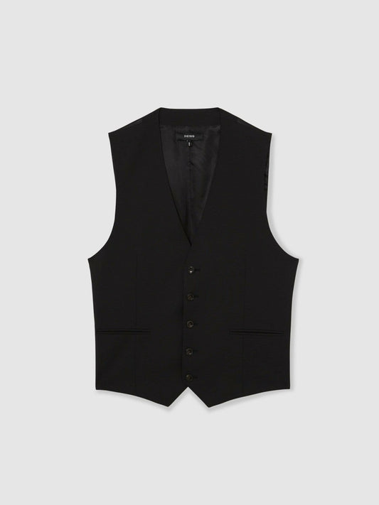 Wool-Blend Slim-Fit Waistcoat Black | Men