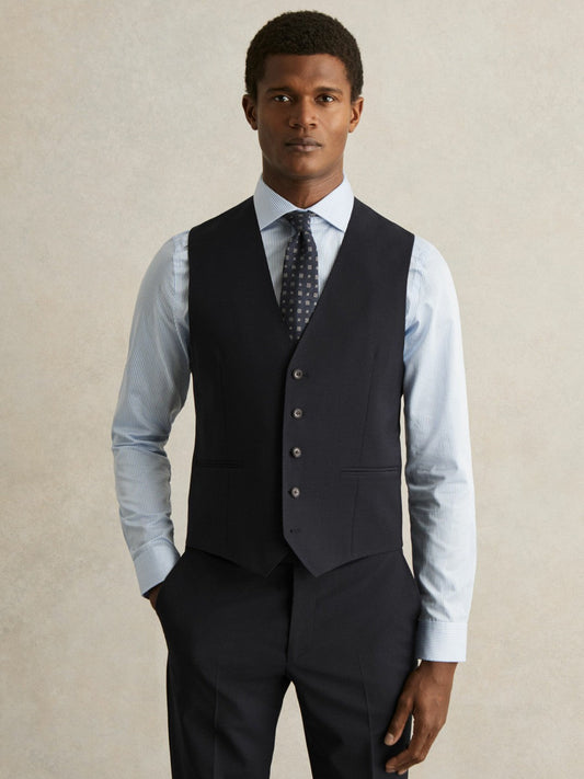 Wool-Blend Slim-Fit Waistcoat Navy | Men