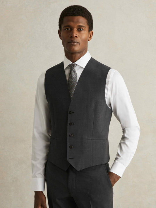 Wool-Blend Slim-Fit Waistcoat Grey | Men