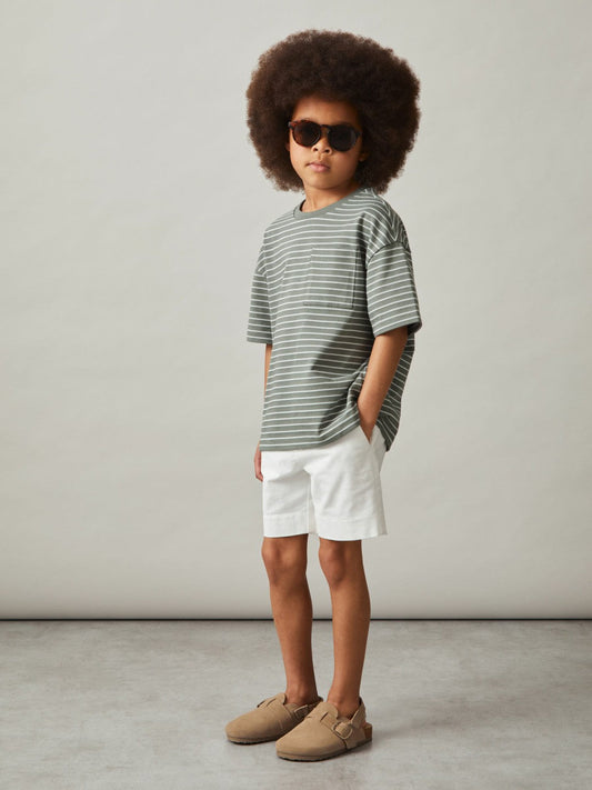 3-9 yrs Cotton-Blend Stripe T-Shirt Sage/White | Children & Baby