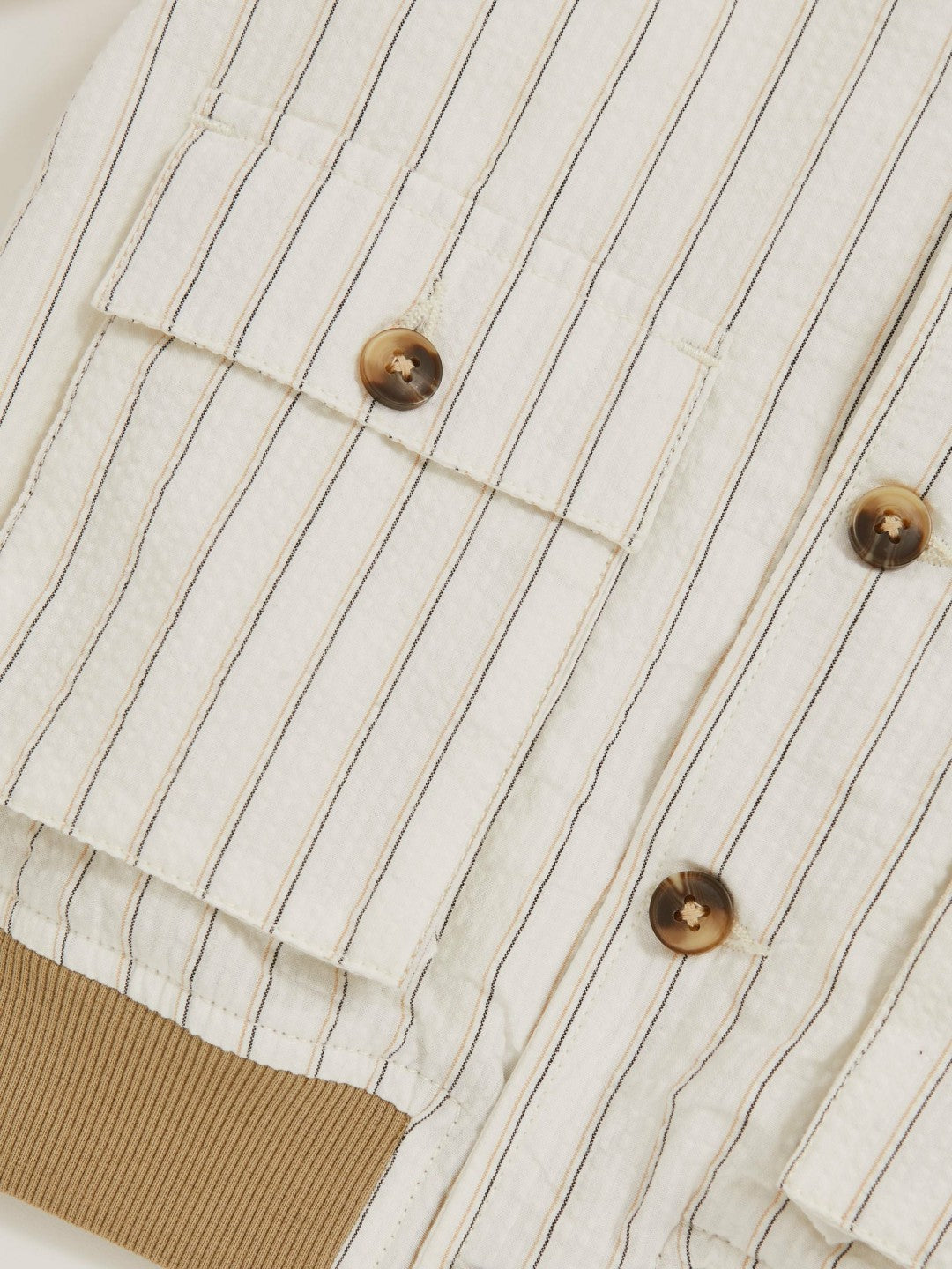 13-14 yrs Cotton Pinstripe Harrington Jacket Off White/Taupe Brown | Children & Baby