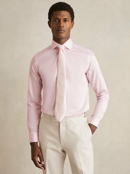 Slim Fit Cotton Sateen Shirt Pink | Men